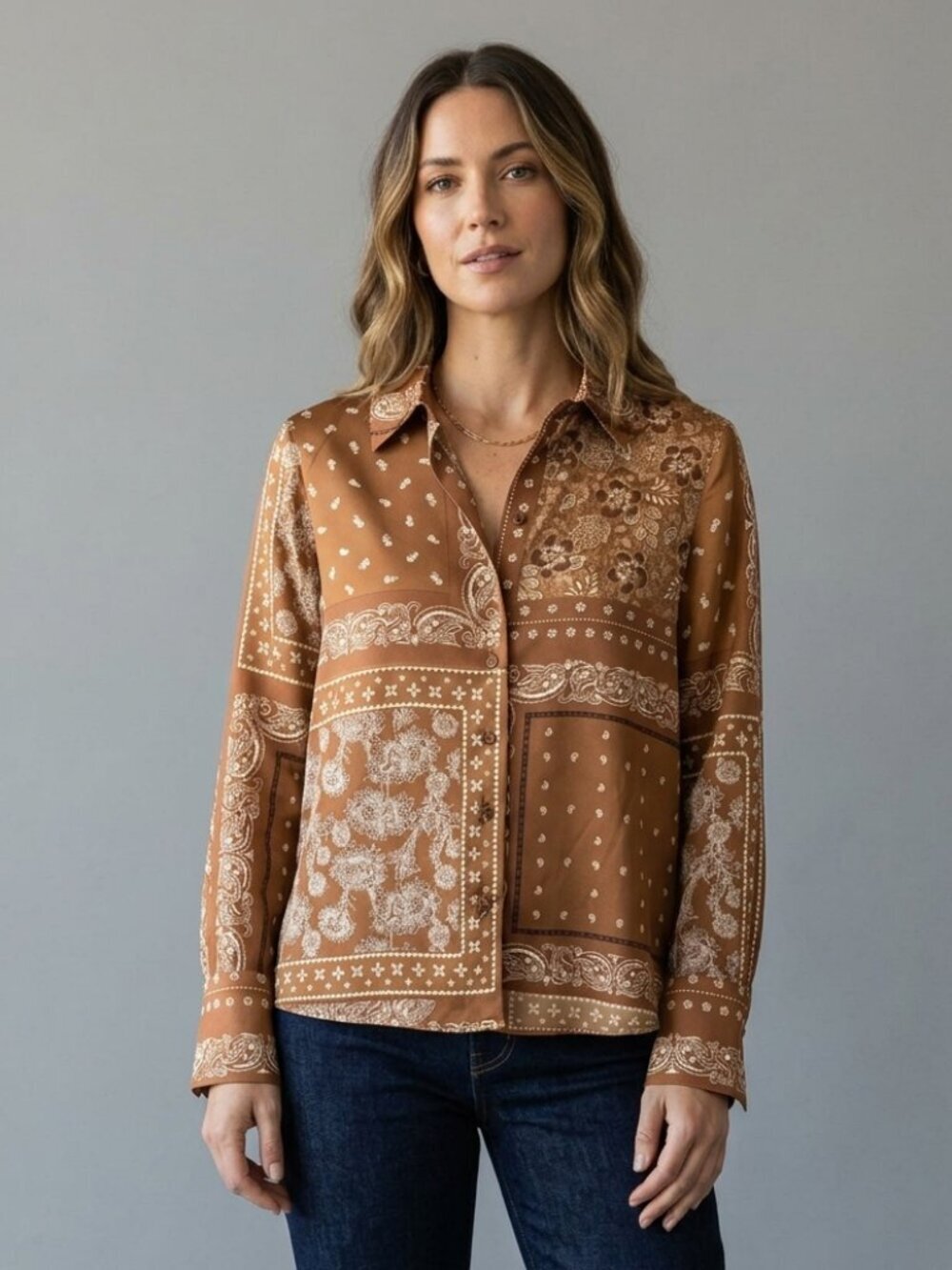 Maison d’Amelie Floral and Paisley Patterned Oversized Blouse